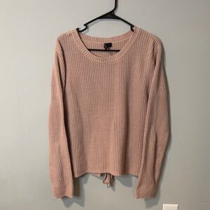 moon & madison Women's Chunky Knit Sweater in Blush Pink Tie Back